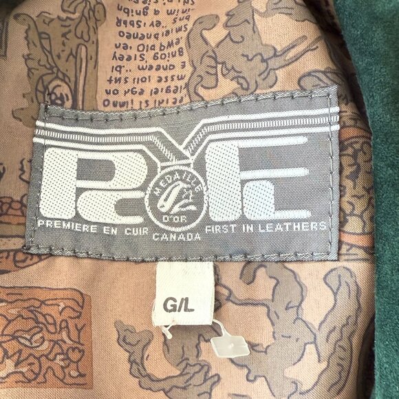 Vintage P.E. Canada Green Suede Fringe Jacket Size L Made in Canada - Picture 8 of 10